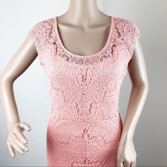 You Are Not Alone peach high low lace dress - Picture 3 of 8